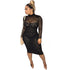 See Through Sexy Black Lace Party Dress #Lace #Black #High Neck #Mesh